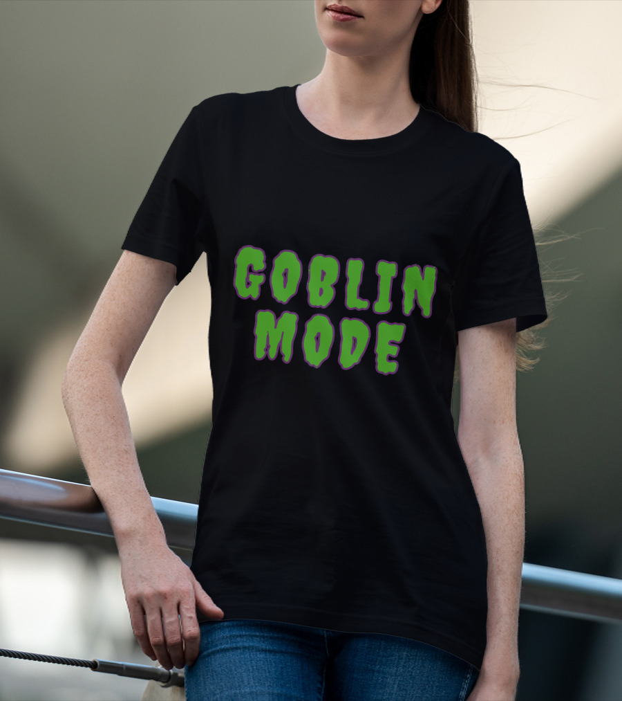 GOBLIN MODE Green Drip Text T-Shirt