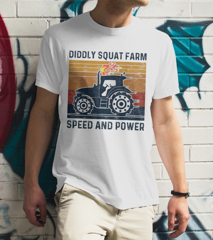 Diddly Squat Farm Tractor Speed And Power With Fire Elements T-Shirt