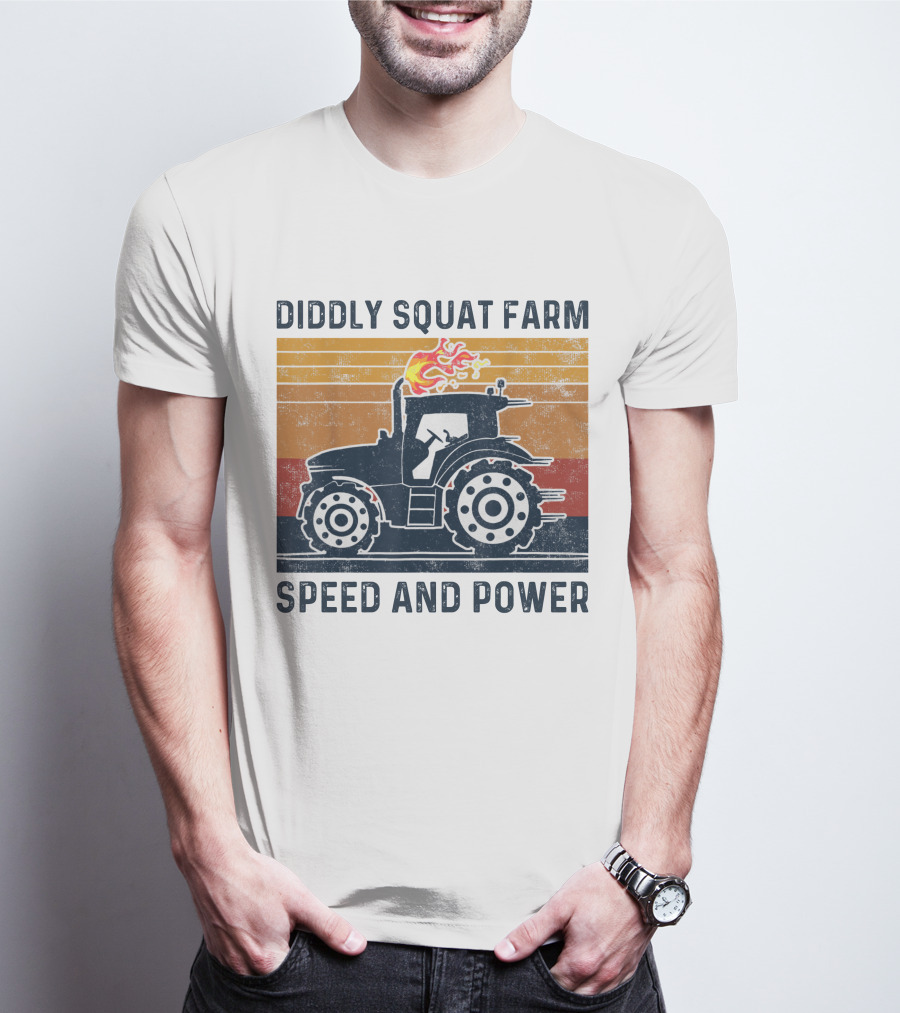 Diddly Squat Farm Tractor Speed And Power With Fire Elements T-Shirt