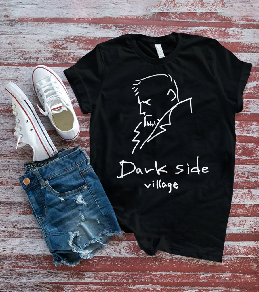 Dark Side Village Mysterious Outline Character Drawing T-Shirt