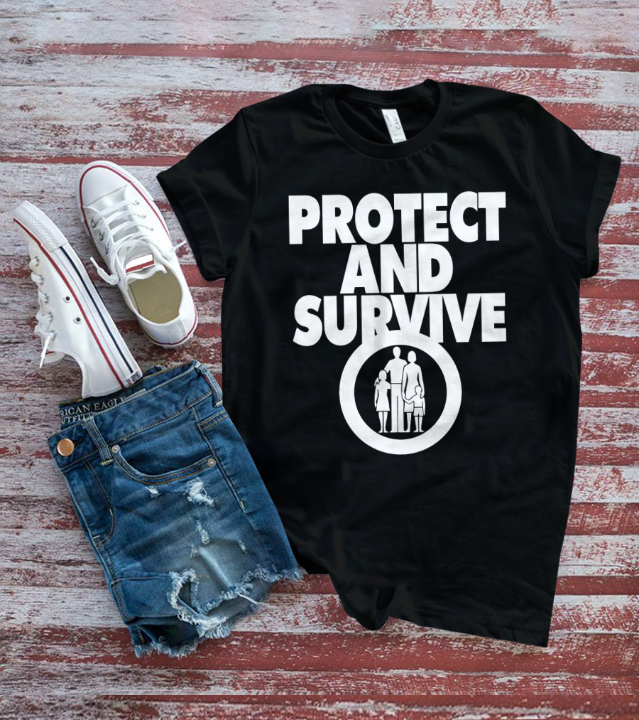 Protect And Survive Family Silhouette In Circle T-Shirt