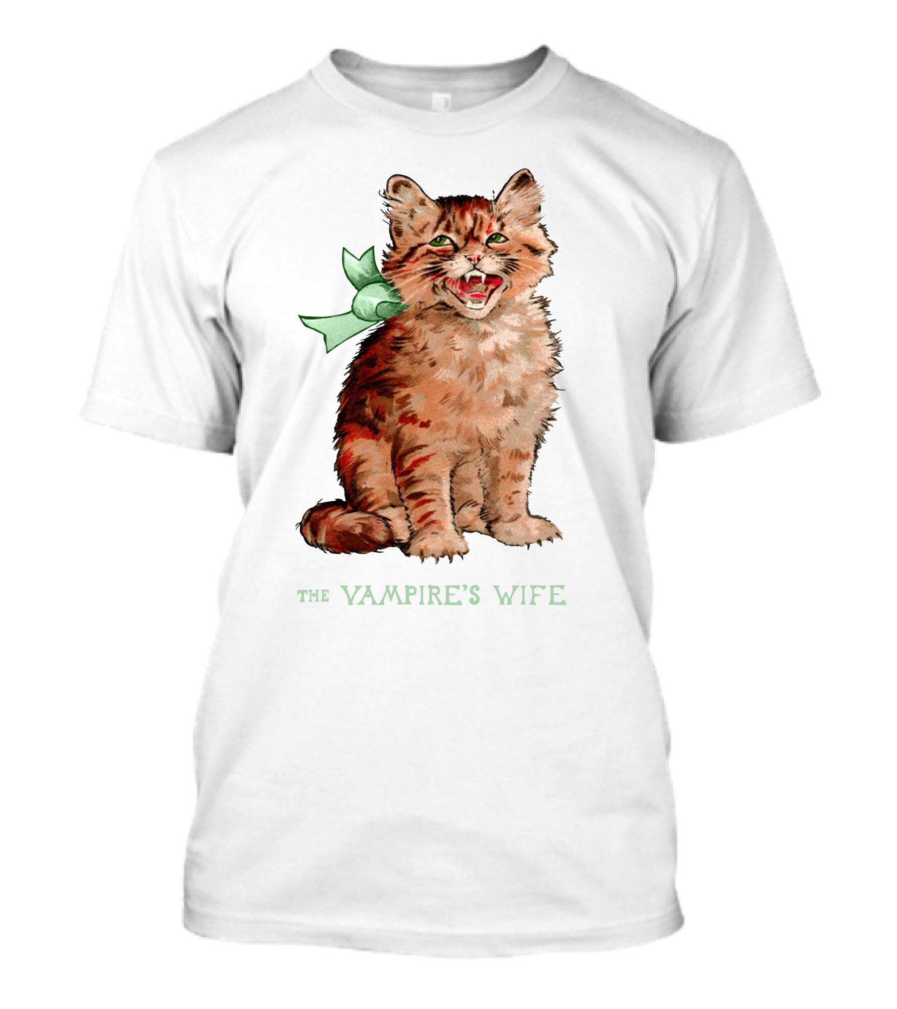 The Vampire's Wife Smiling Cat With Green T-Shirt