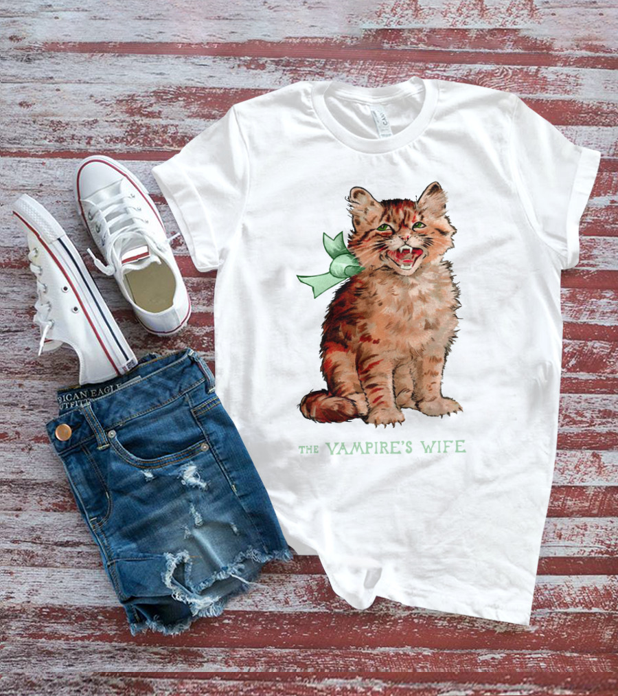 The Vampire's Wife Smiling Cat With Green T-Shirt