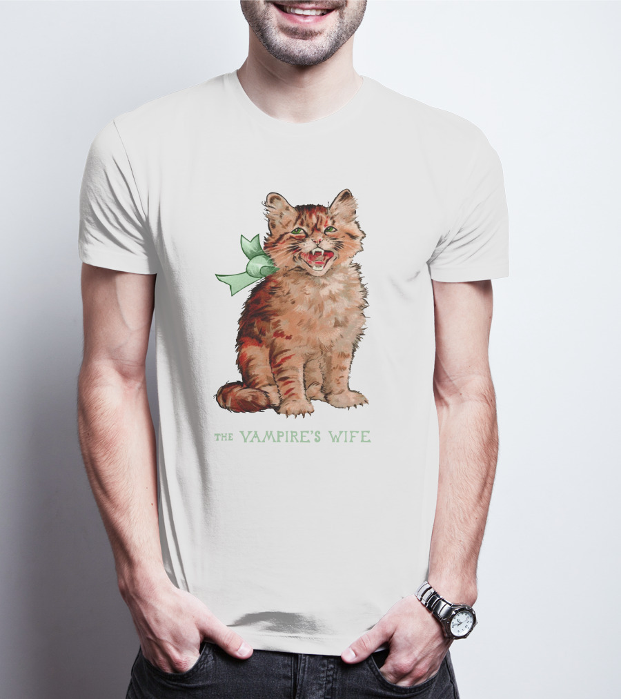 The Vampire's Wife Smiling Cat With Green T-Shirt