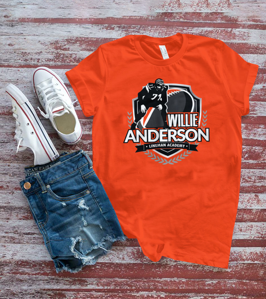Willie Anderson Lineman Academy Football Shield T-Shirt