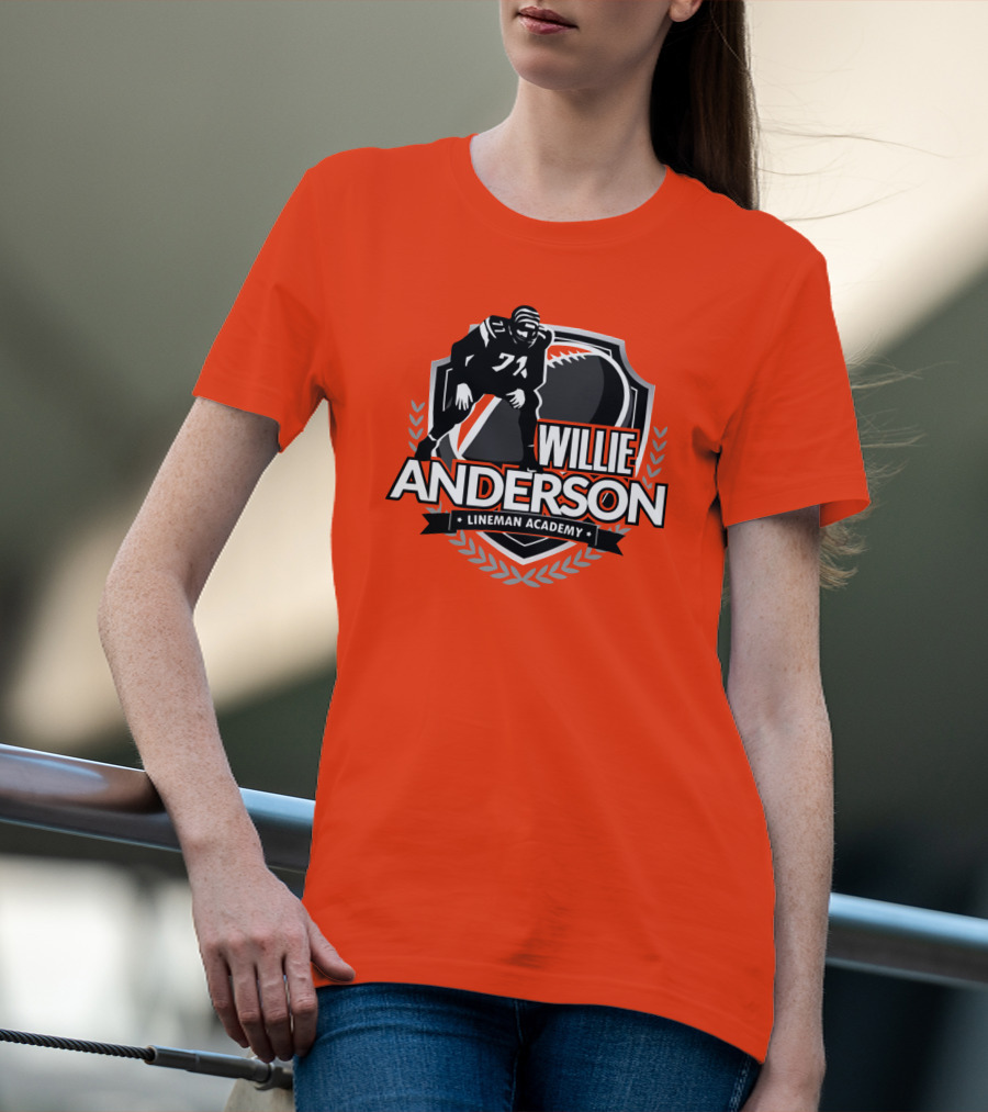 Willie Anderson Lineman Academy Football Shield T-Shirt