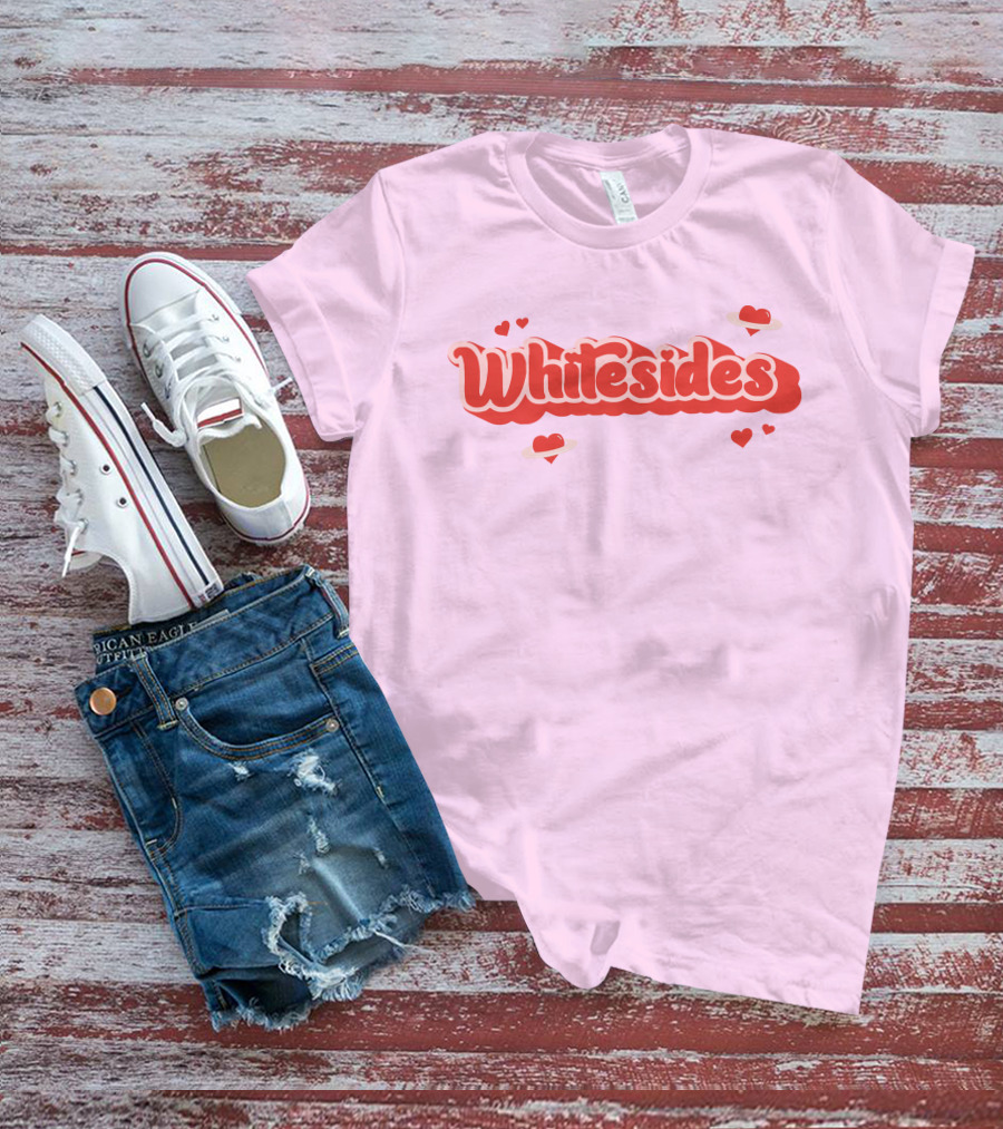 Whitesides Red Heart Design Pink Background T-Shirt