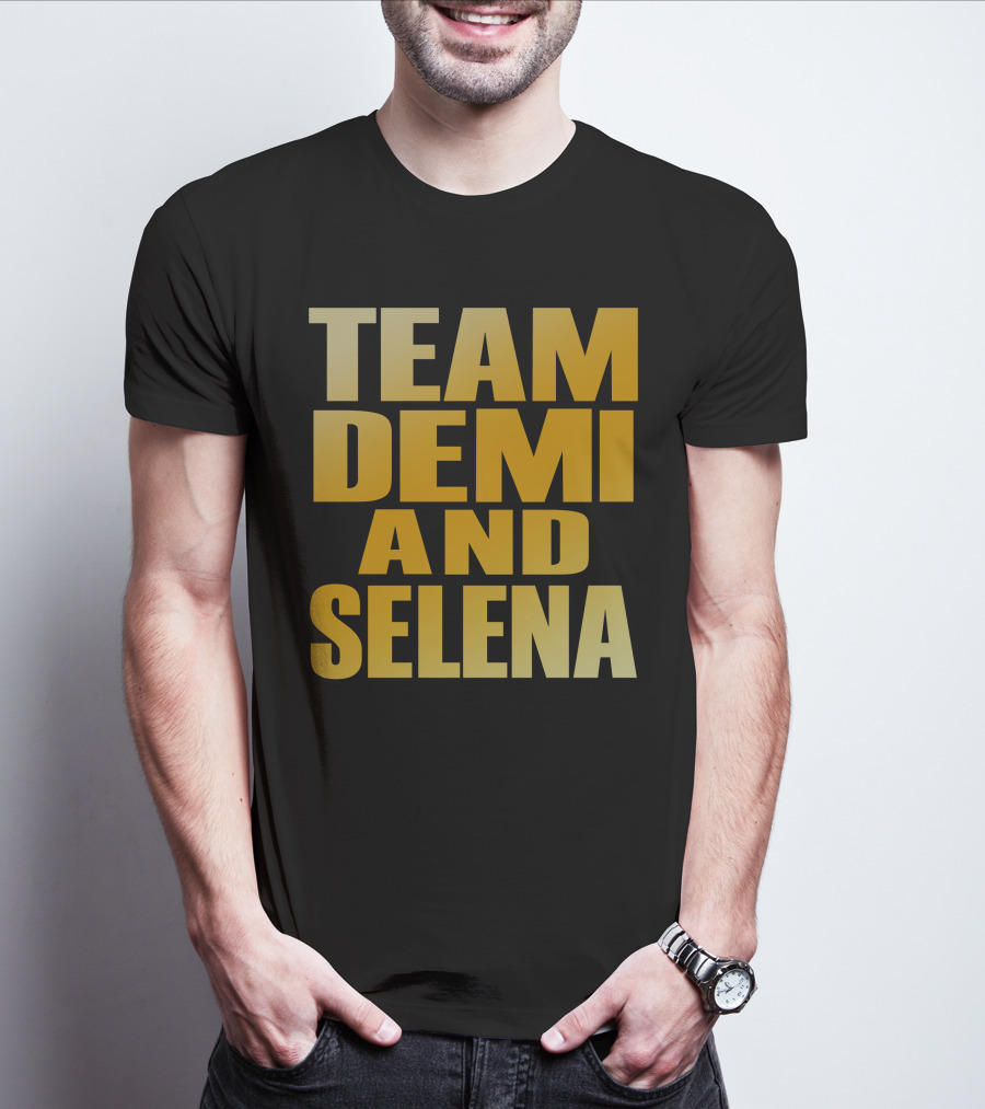 Team Demi And Selena Bold Gold Text T-Shirt
