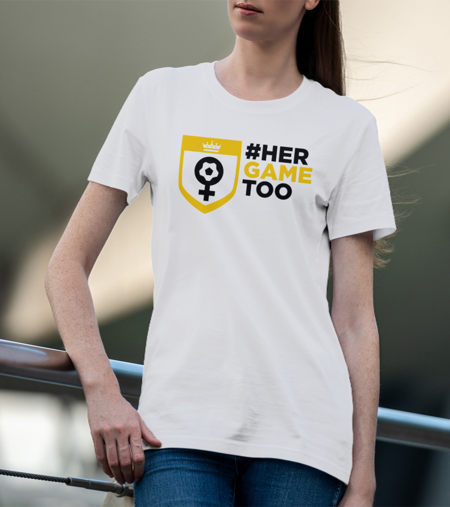 Her Game Too Soccer Symbol Empowerment T-Shirt
