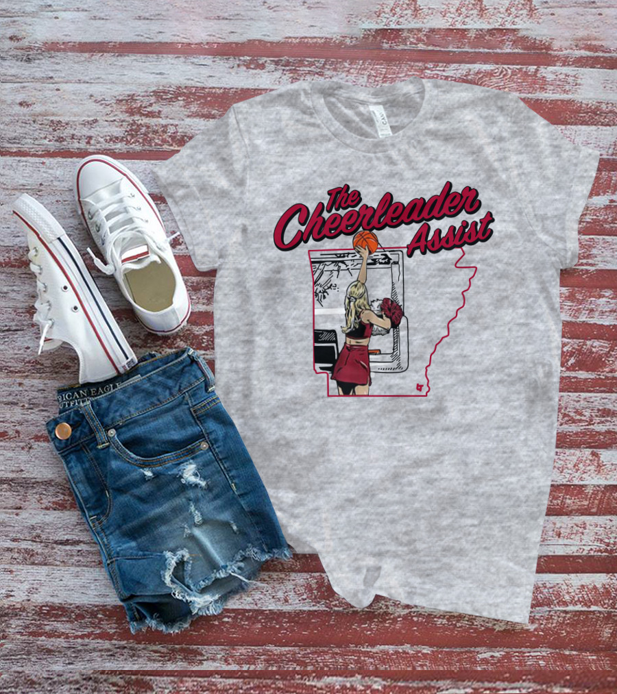 The Cheerleader Assist Arkansas Basketball Rim Scene T-Shirt