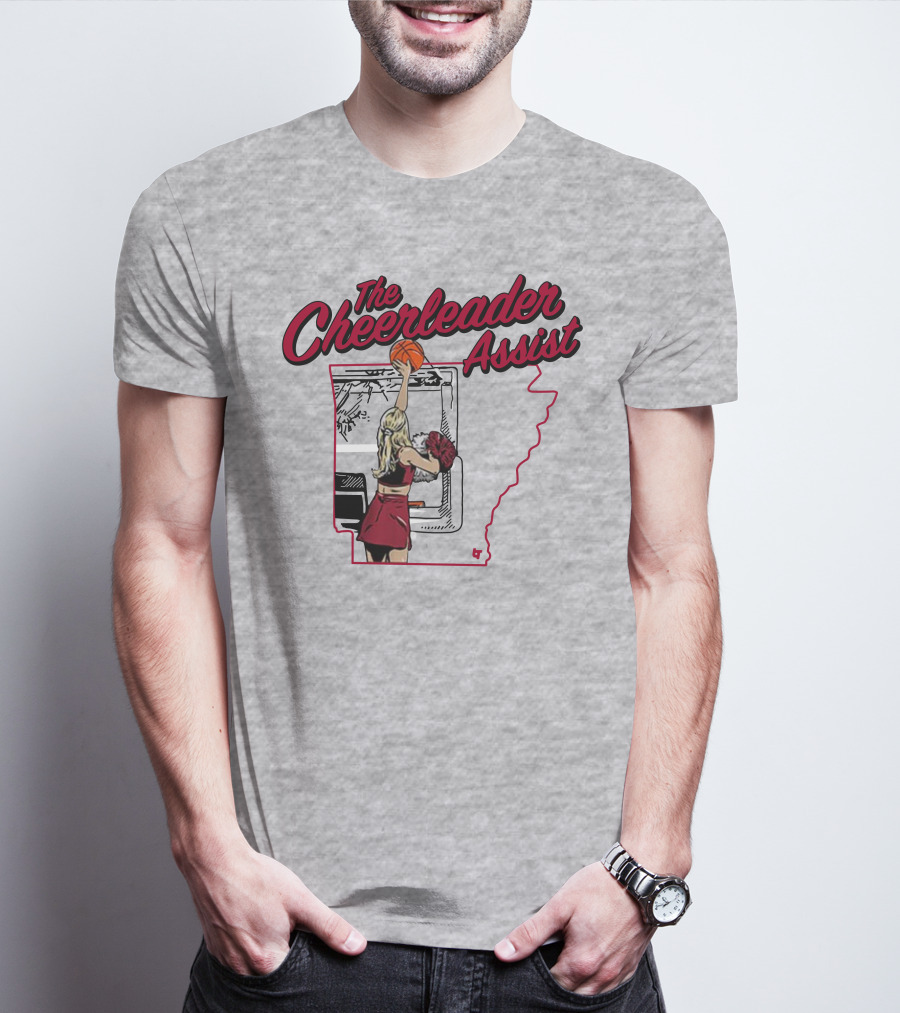 The Cheerleader Assist Arkansas Basketball Rim Scene T-Shirt