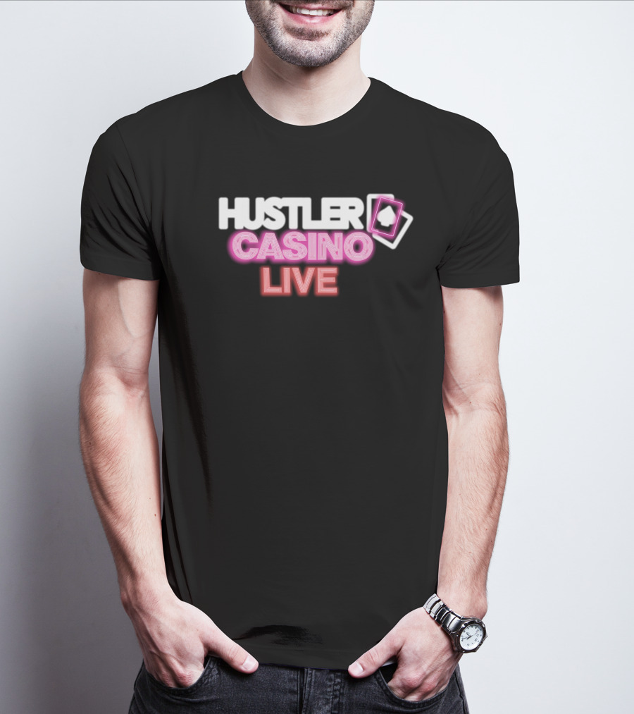 Hustler Casino Live Poker Cards Neon T-Shirt