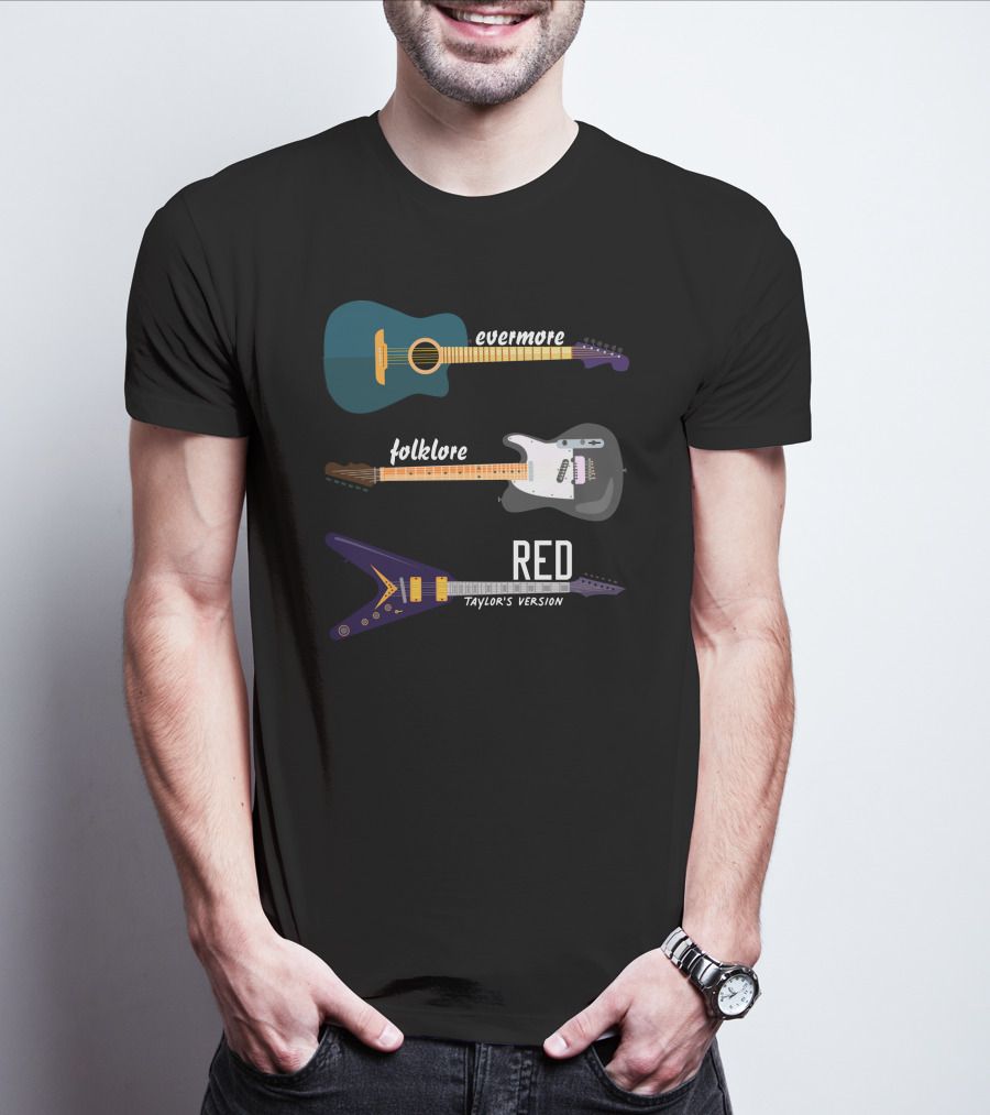 Evermore Folklore Red Taylor's Version Guitars T-Shirt