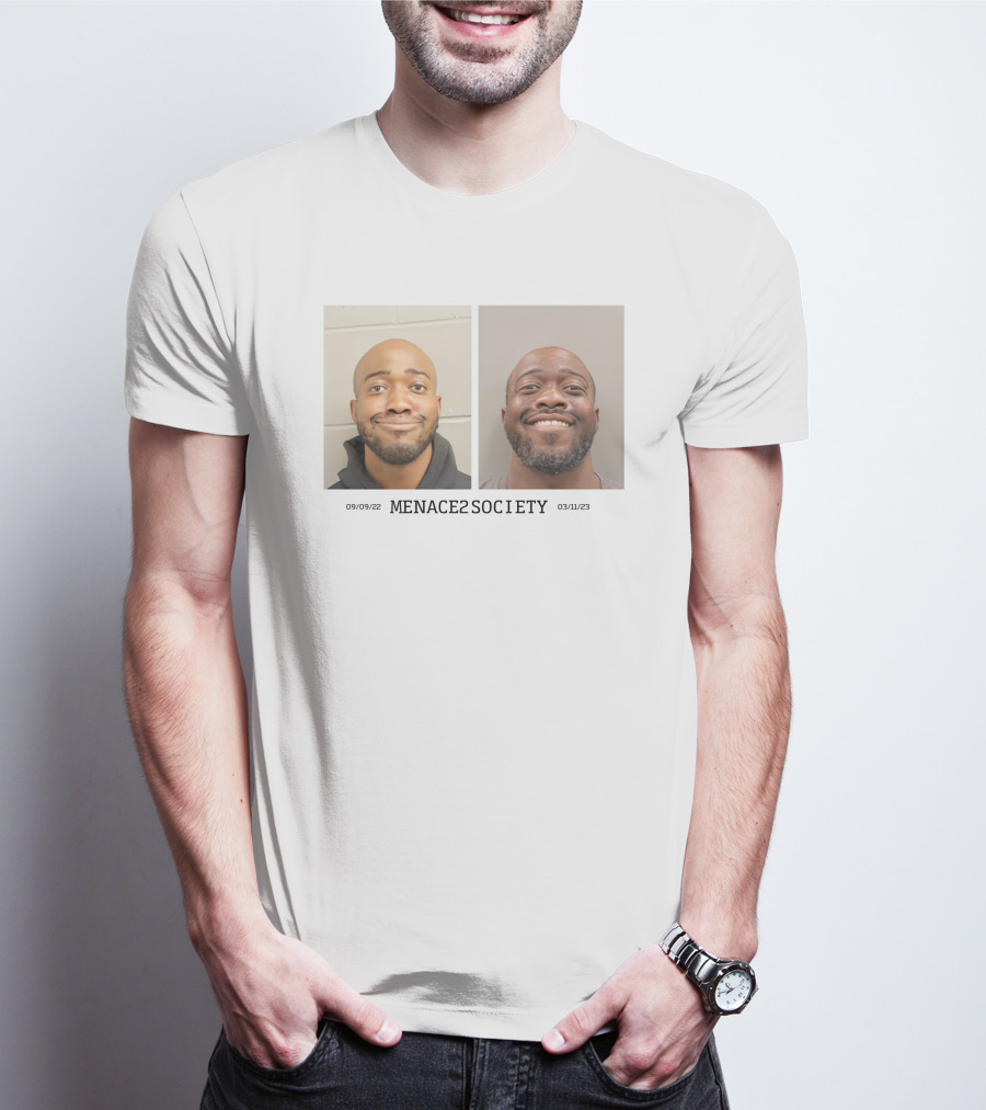MENACE2SOCIETY Raw Dog It Shot Mugshot Duo T-Shirt