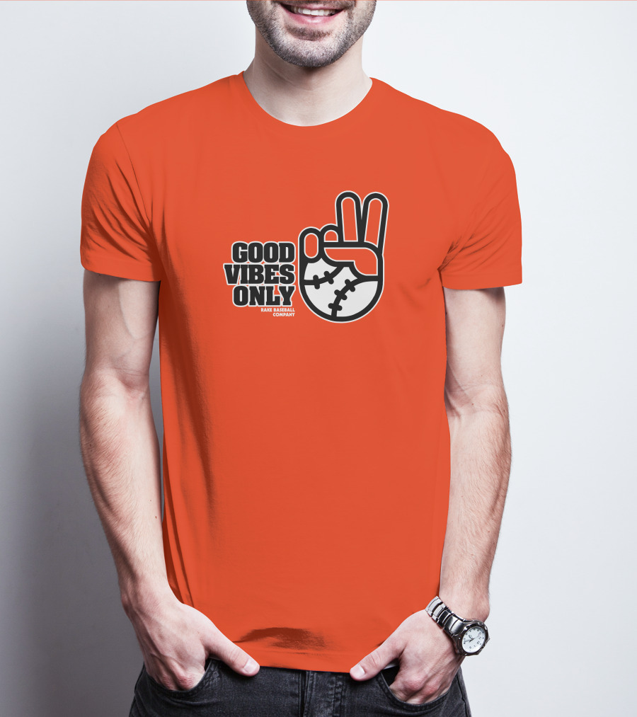 Good Vibes Only Peace Baseball Rake Baseball Company T-Shirt