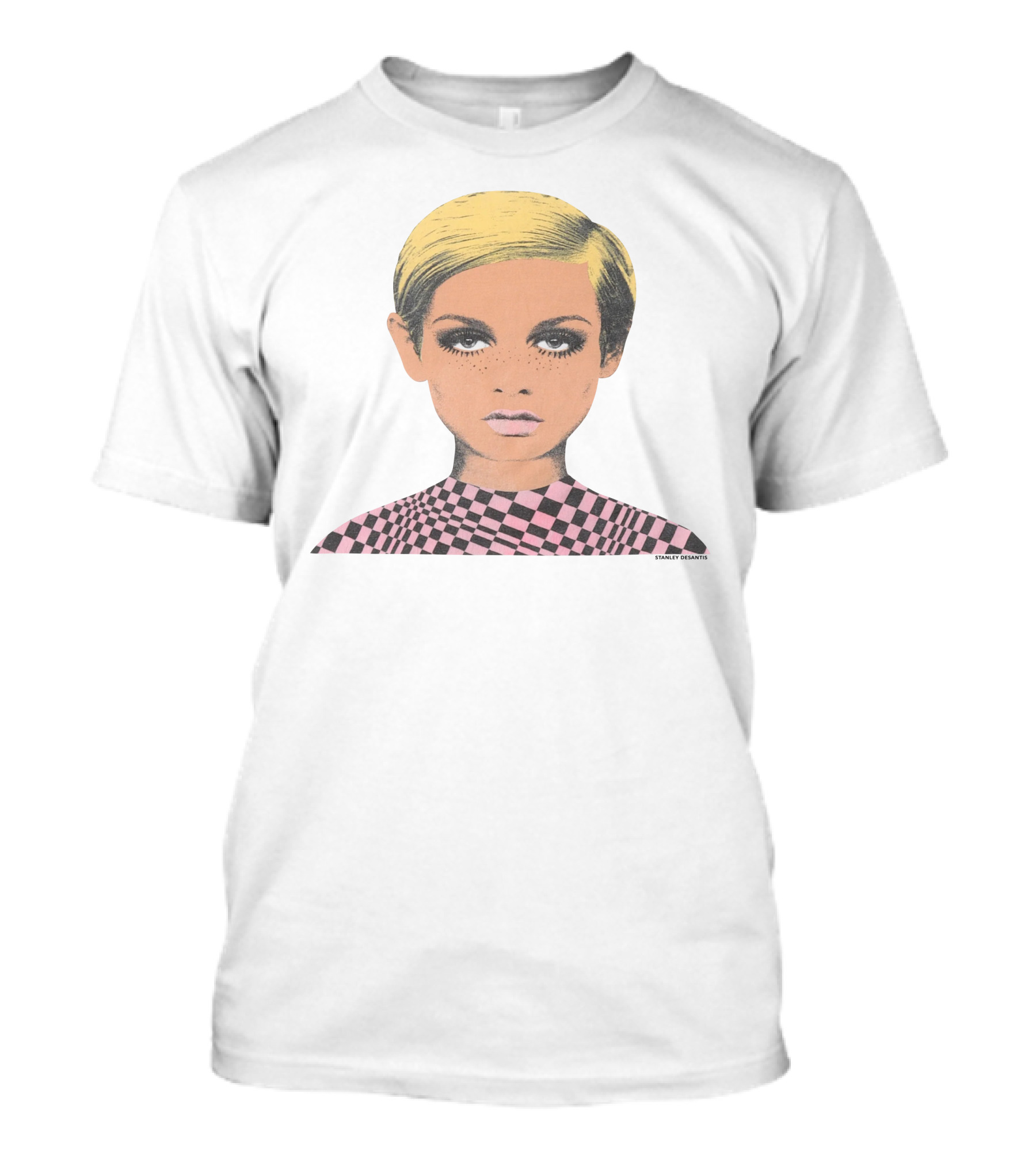 Stanley Desantis It's A Mod Mod World Luv Blonde Girl Checkered T-Shirt