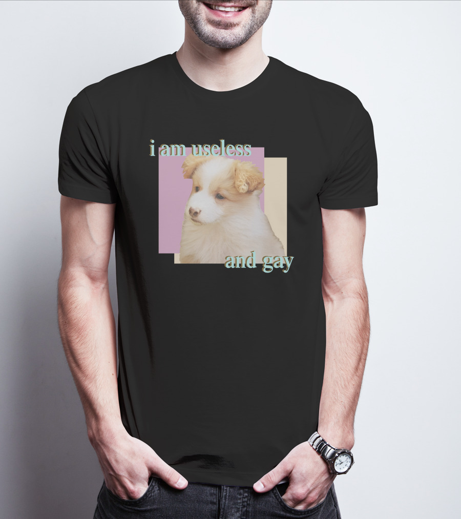 I Am Useless And Gay Fluffy Puppy T-Shirt