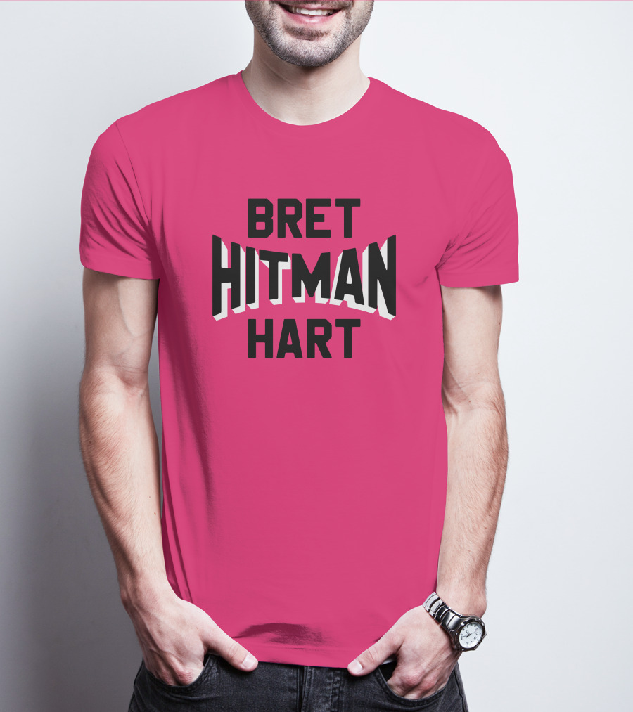 Roots Of Fight Bret Hitman Hart Pink T-Shirt
