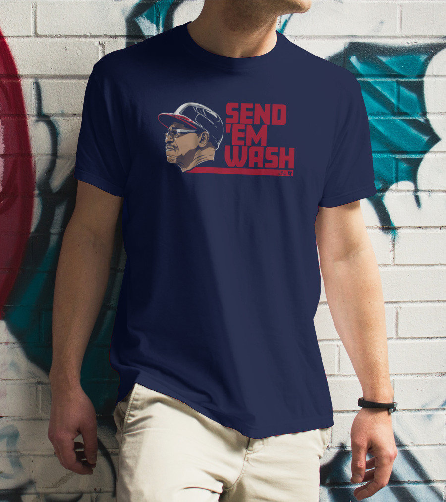 Ben Verlander Wearing Send 'Em Wash Ron Washington Flippin' Bats Podcast T-Shirt