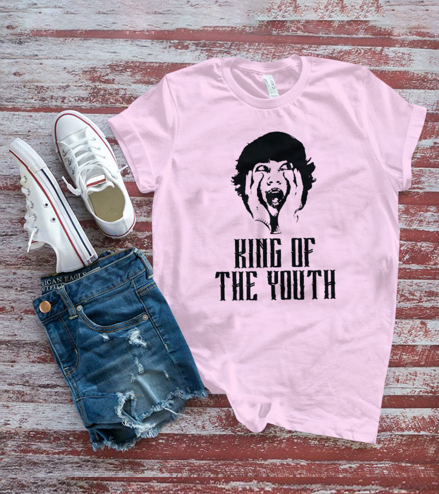 Baylen Levine Merch Store King Of The Youth Pink Graphic Featuring Shouting Face T-Shirt