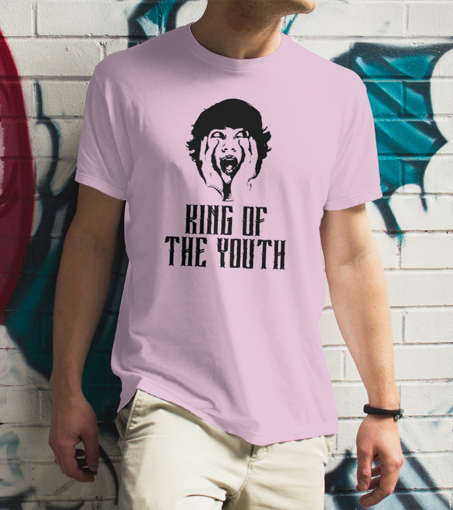 Baylen Levine Merch Store King Of The Youth Pink Graphic Featuring Shouting Face T-Shirt
