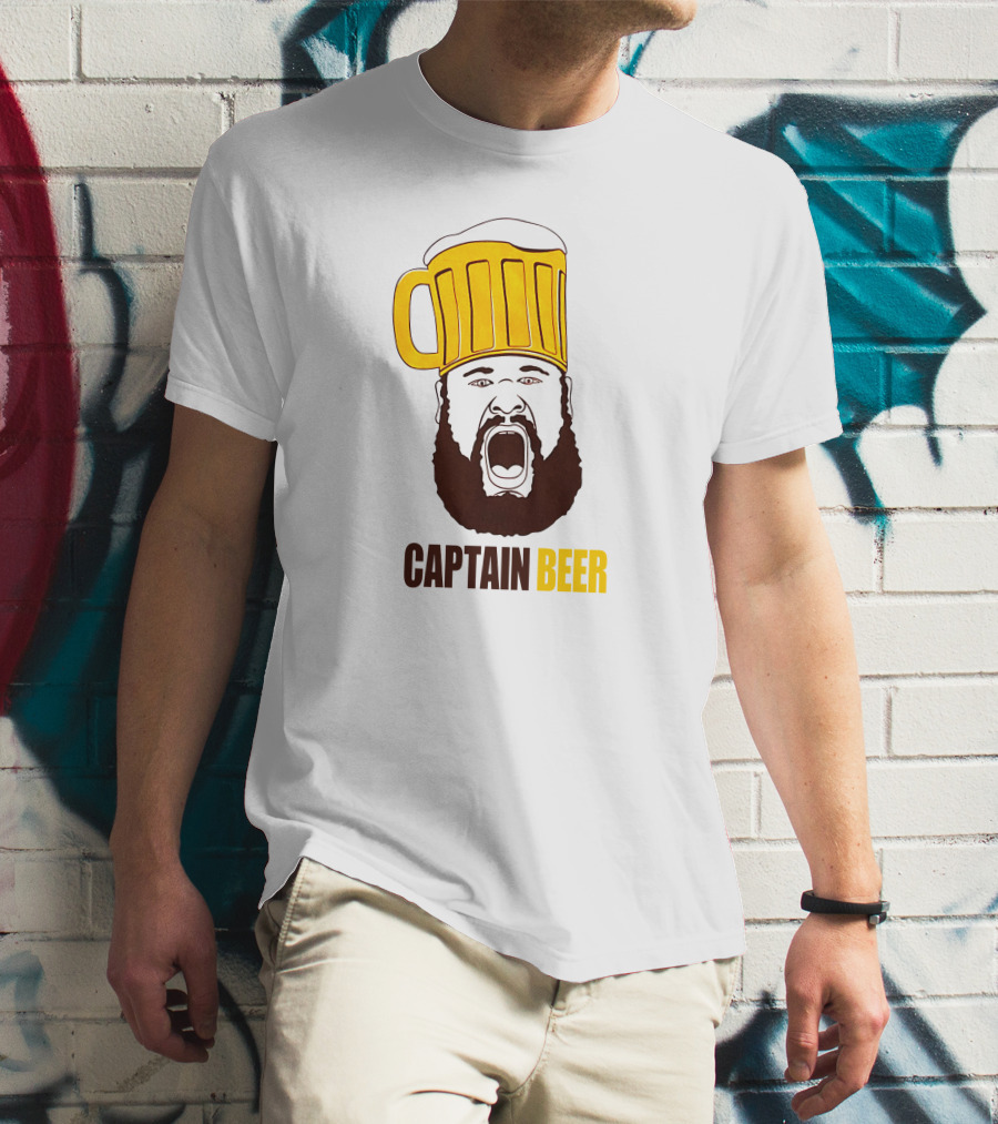 Dominic Grecco Captain Beer Mug Head Shouting Bearded Face T-Shirt