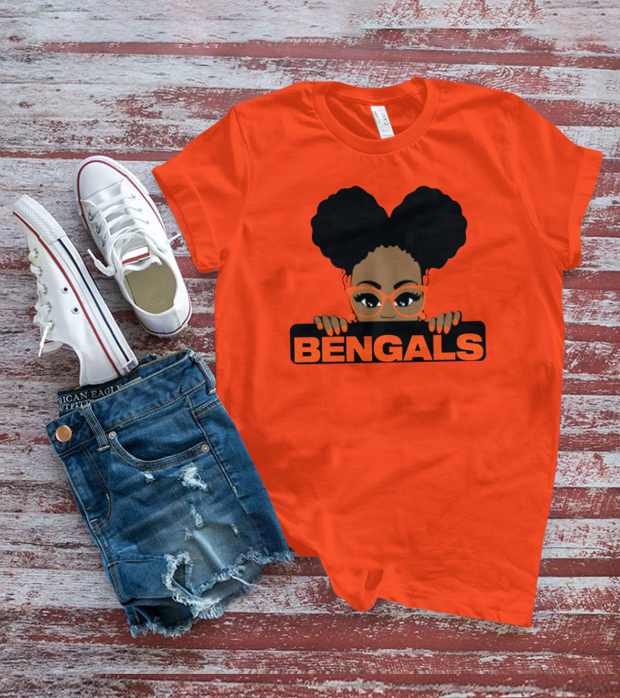 Rare Tagz Merch Bengals Girls Bengals Fanatic Afro T-Shirt
