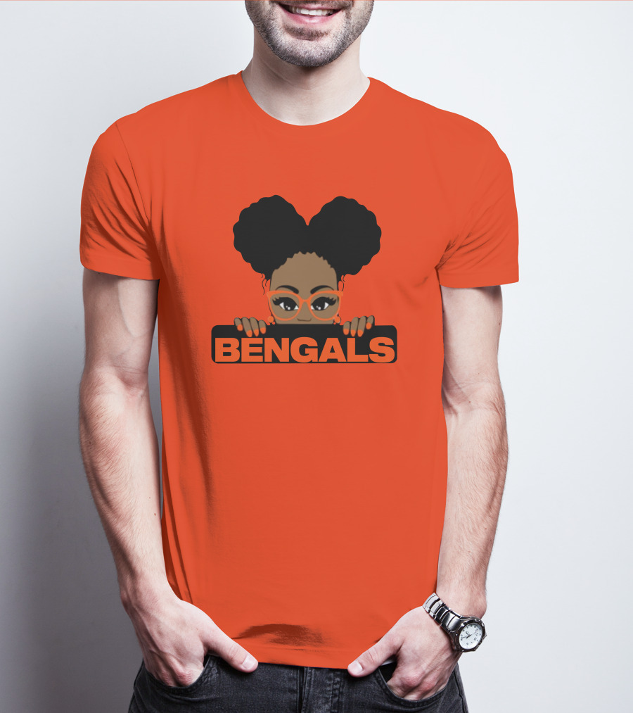 Rare Tagz Merch Bengals Girls Bengals Fanatic Afro T-Shirt