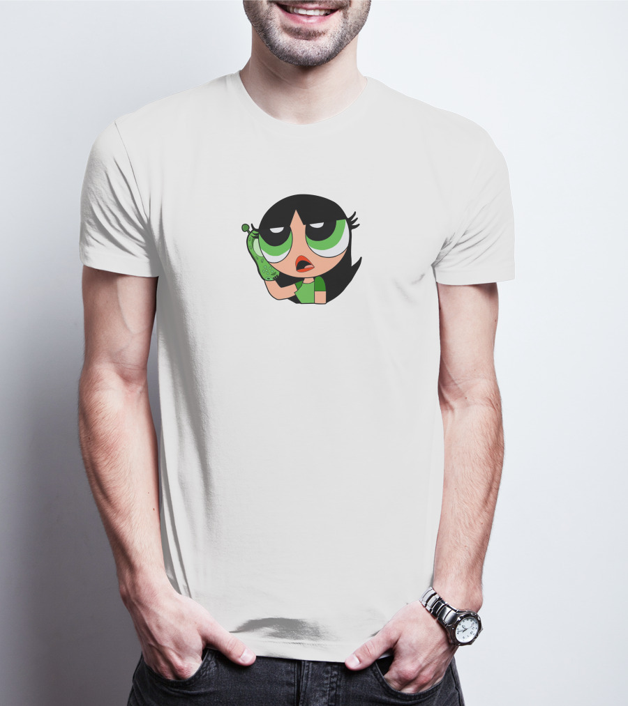 The Powerpuff Girls Buttercup Talking To Broccoli Phone Animation T-Shirt