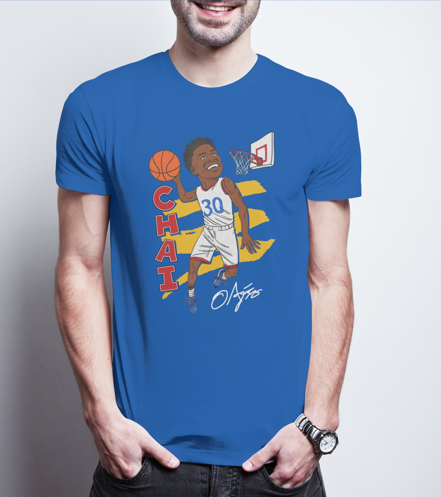 Ochai Agbaji Basketball Illustration 30 Chai Charliehustle Store T-Shirt