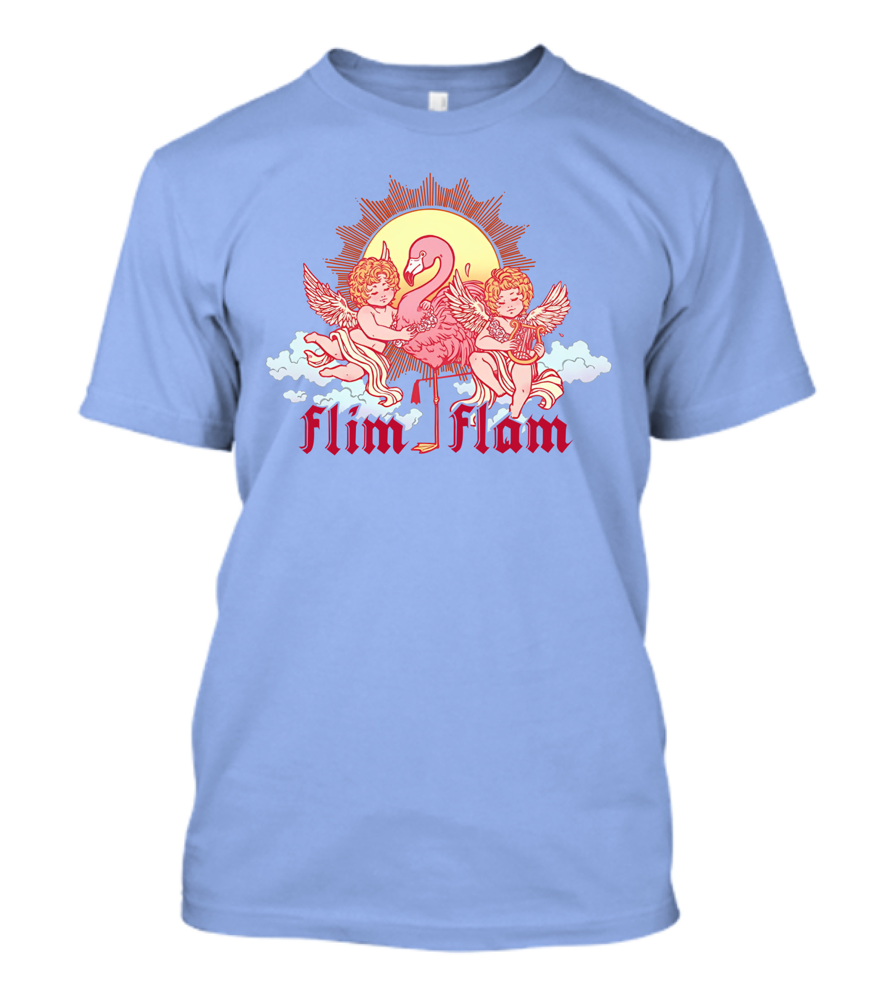 Albertsstuff Flim Flam Flamingo Cherubs Sun Cloud T-Shirt