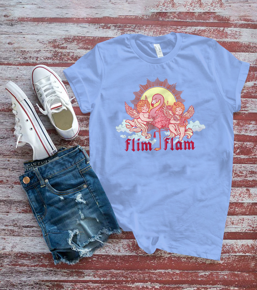 Albertsstuff Flim Flam Flamingo Cherubs Sun Cloud T-Shirt