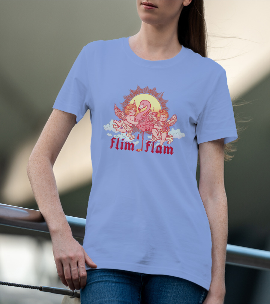Albertsstuff Flim Flam Flamingo Cherubs Sun Cloud T-Shirt