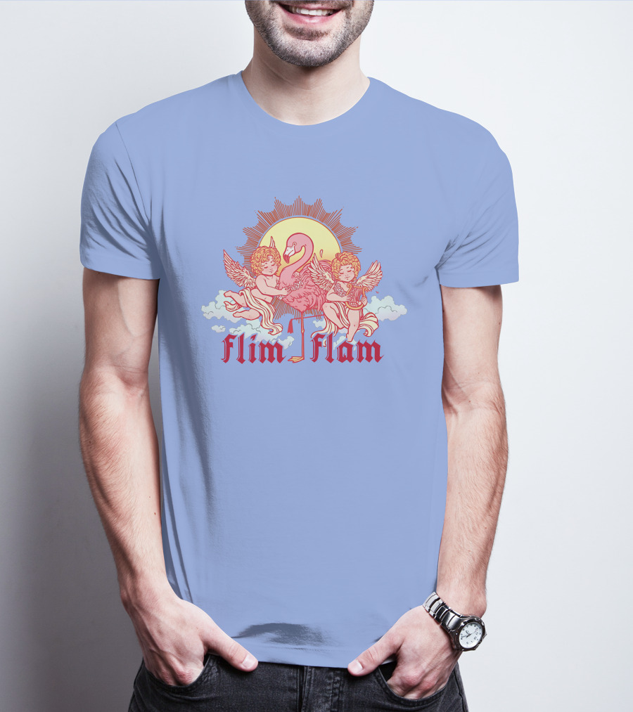 Albertsstuff Flim Flam Flamingo Cherubs Sun Cloud T-Shirt