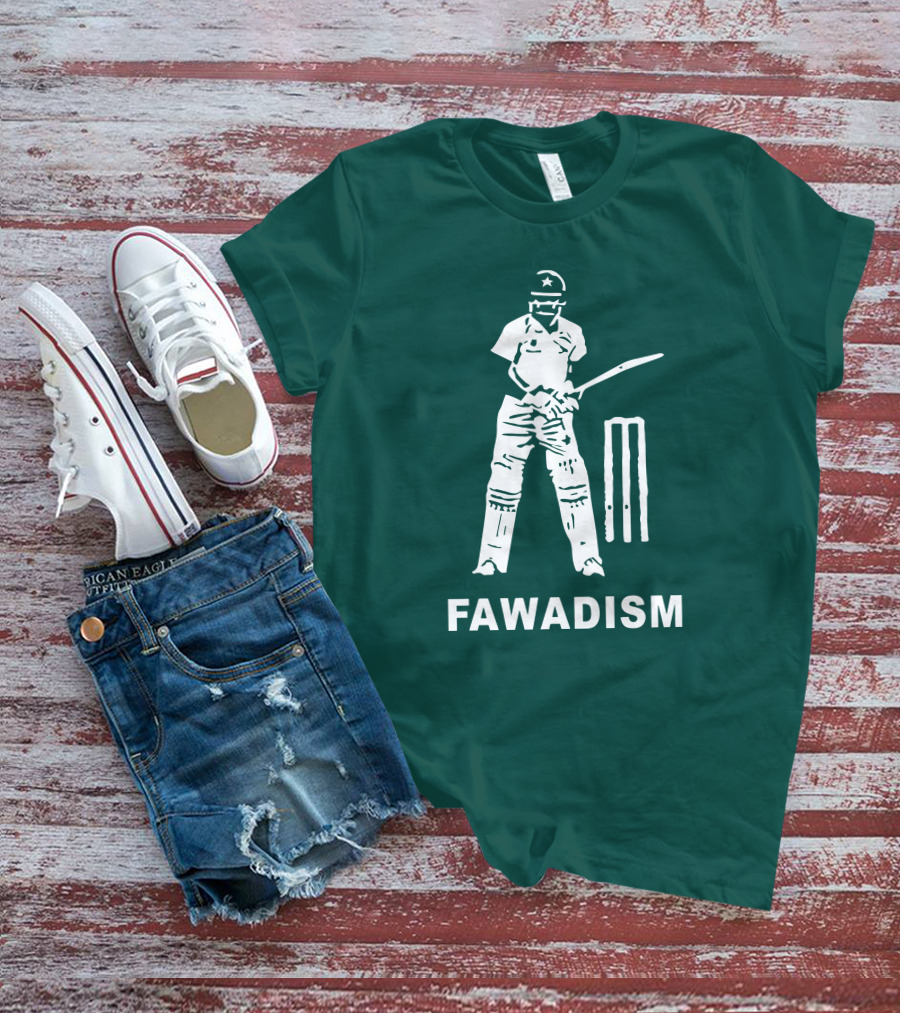 Cricketer Fawadism With Batting Icon And Star Cap T-Shirt