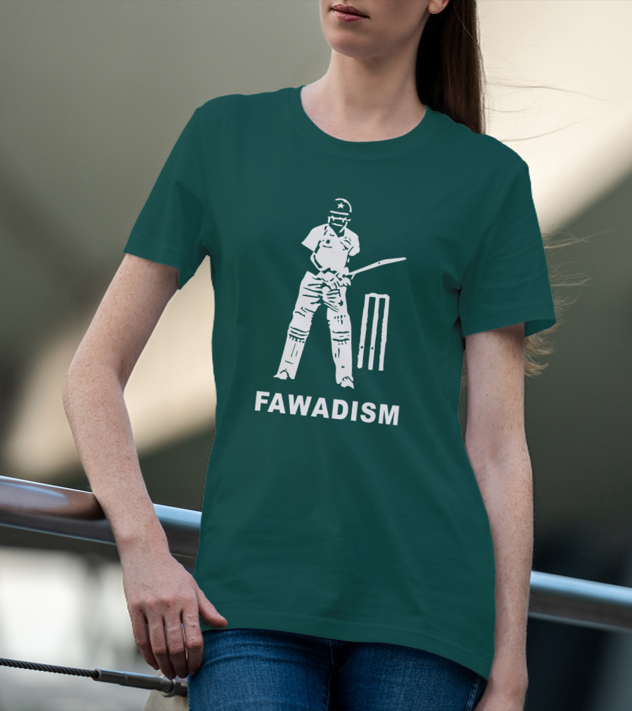 Cricketer Fawadism With Batting Icon And Star Cap T-Shirt