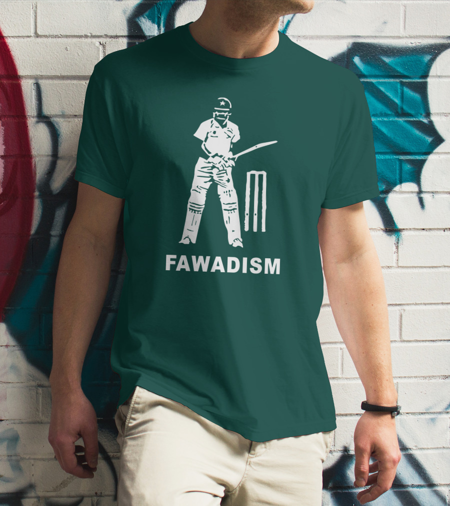 Cricketer Fawadism With Batting Icon And Star Cap T-Shirt