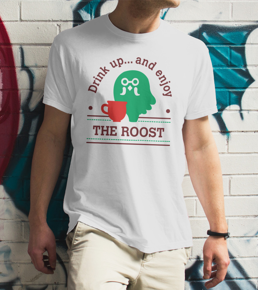 Drink Up And Enjoy The Roost Acpocketnews Owl With Coffee Cup T-Shirt