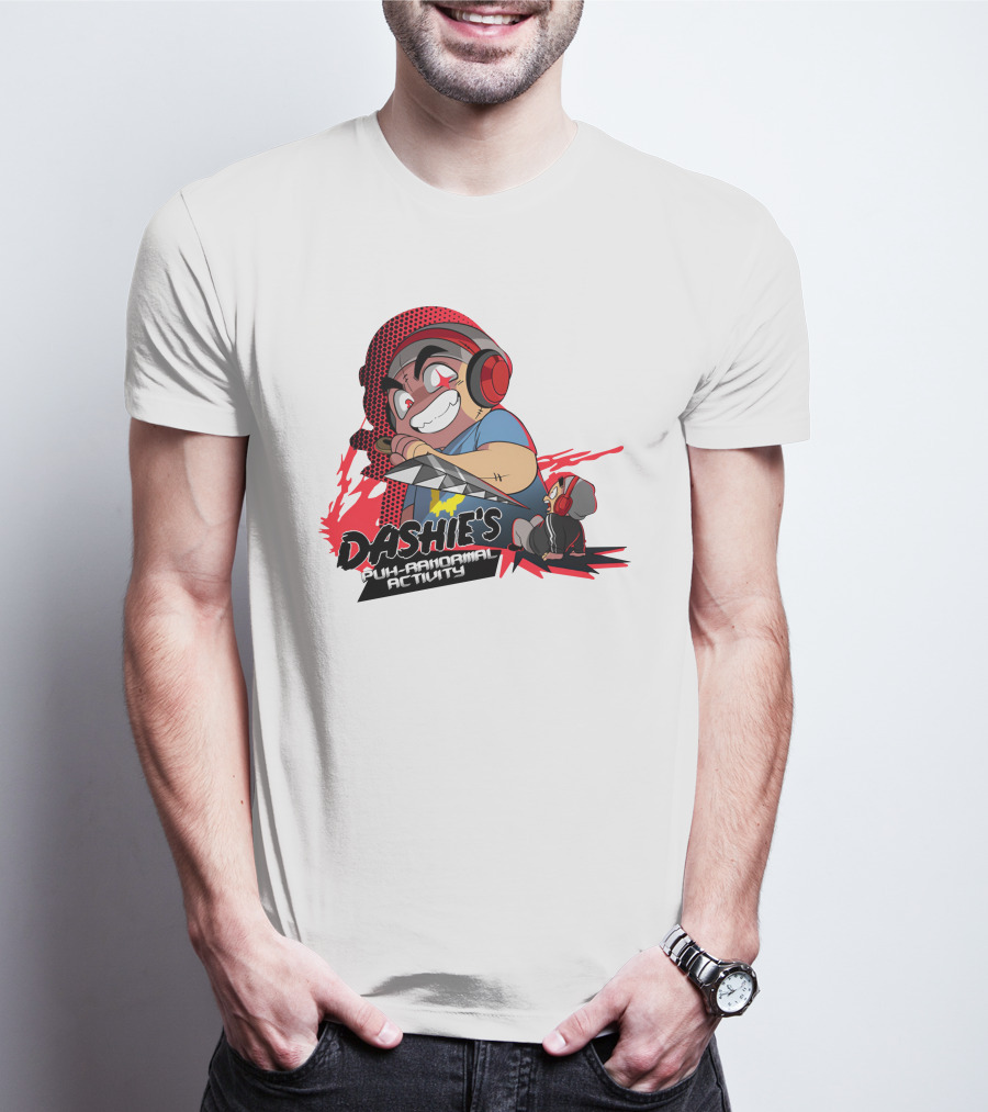 Dashiexp Merch Dashie's Puh-Ranormal Activity Red Headphones Cartoon Character T-Shirt