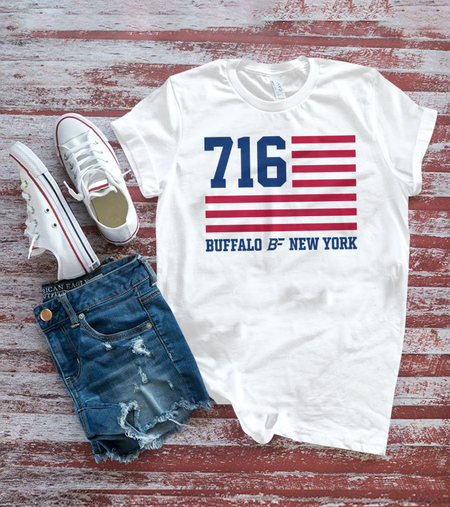 716 Buffalo New York USA Flag T-Shirt
