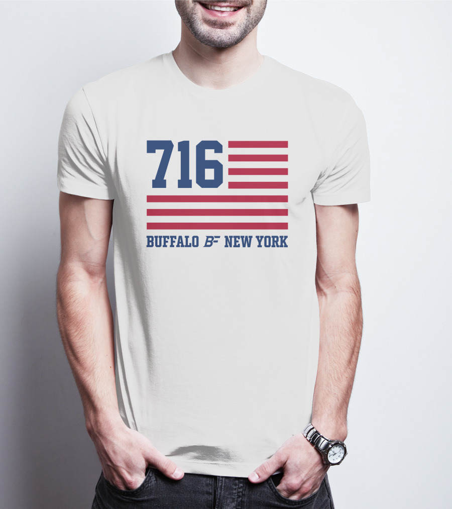 716 Buffalo New York USA Flag T-Shirt