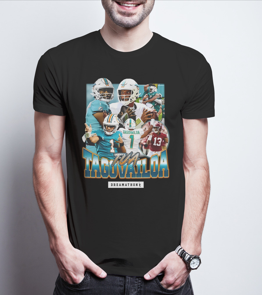 Tua Tagovailoa Dreamathon Quarterback Highlights NFL Football Action T-Shirt