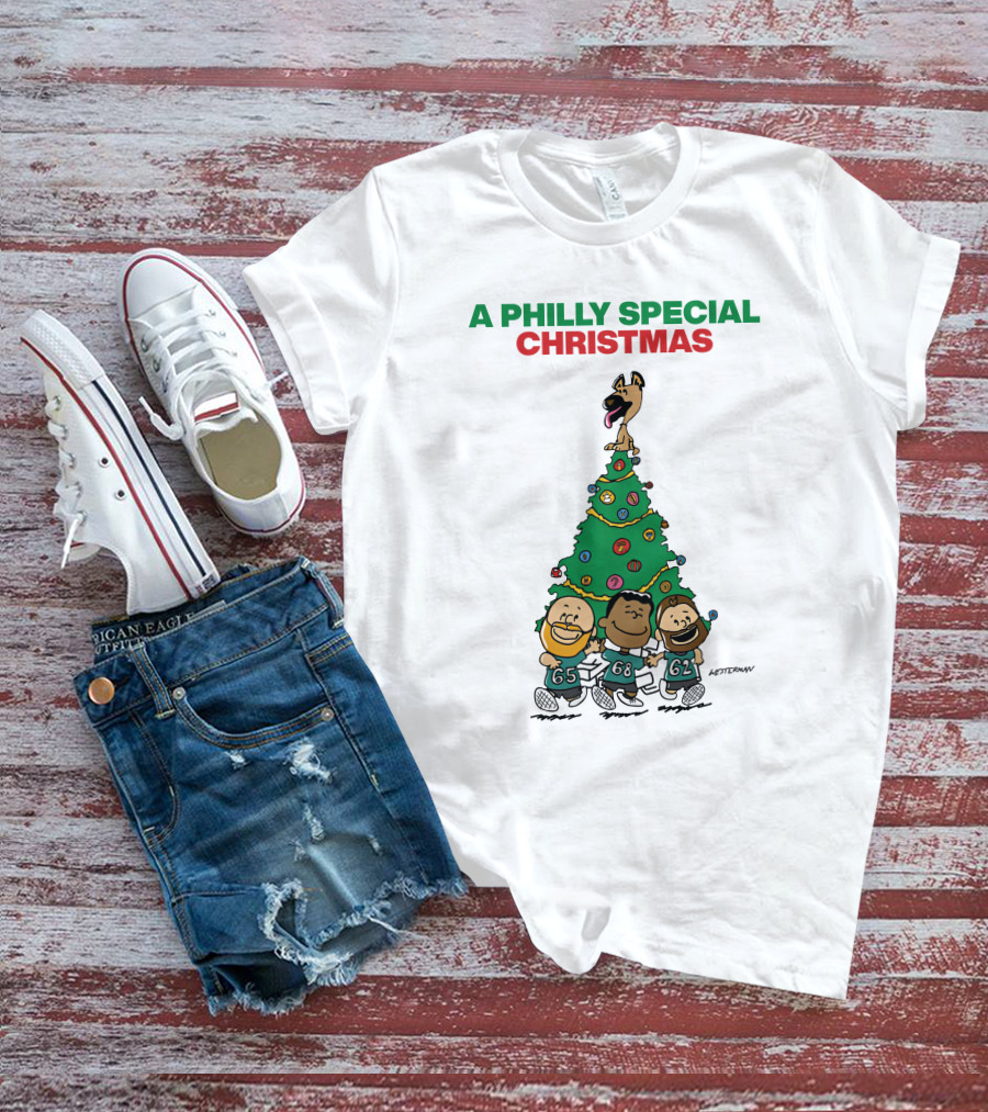 A Philly Special Christmas Festive Tree And Football Trio T-Shirt