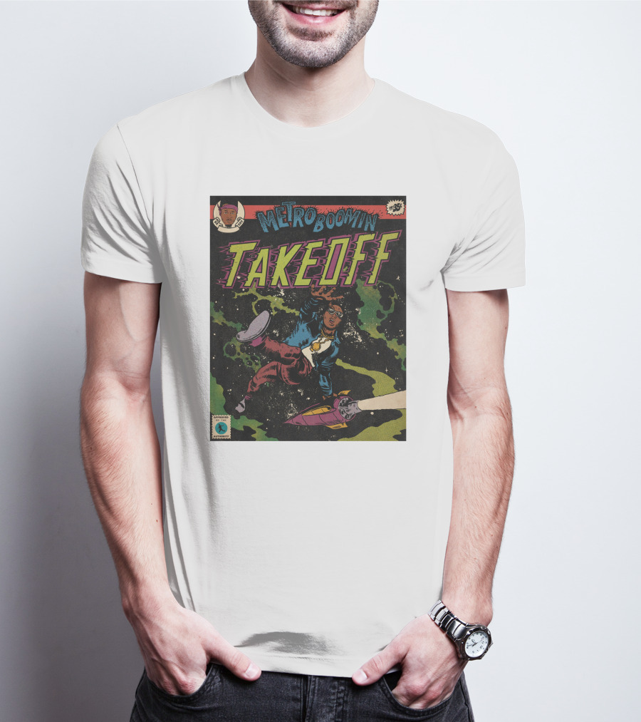 Metro Boomin Takeoff Comic Style Space Adventure T-Shirt