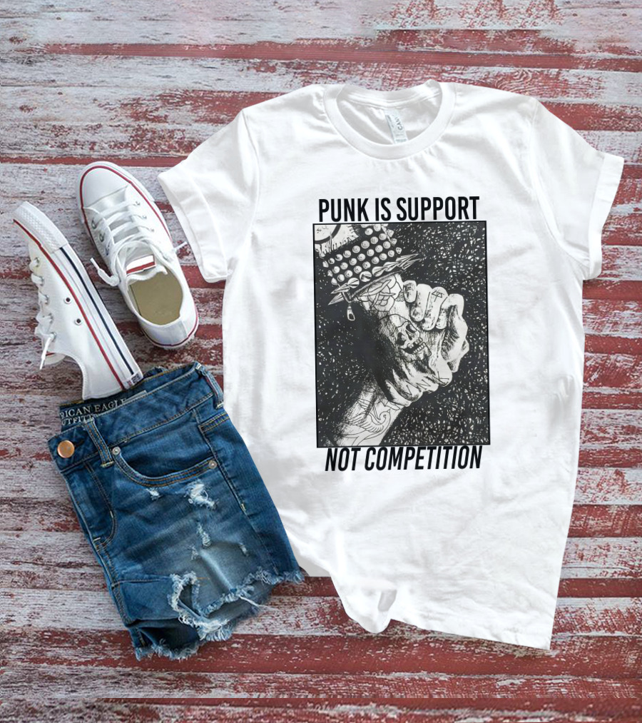 Punk Is Support Not Competition No Gods No Masters Spiked Leather Unity T-Shirt