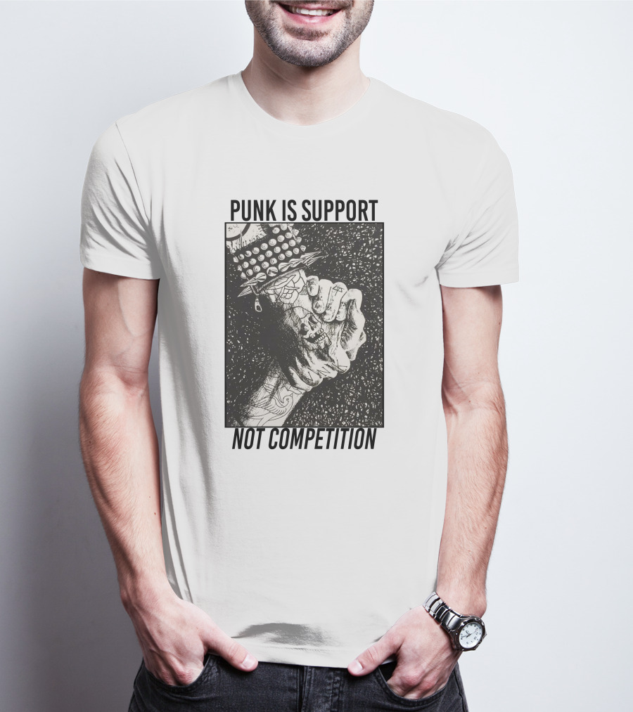 Punk Is Support Not Competition No Gods No Masters Spiked Leather Unity T-Shirt