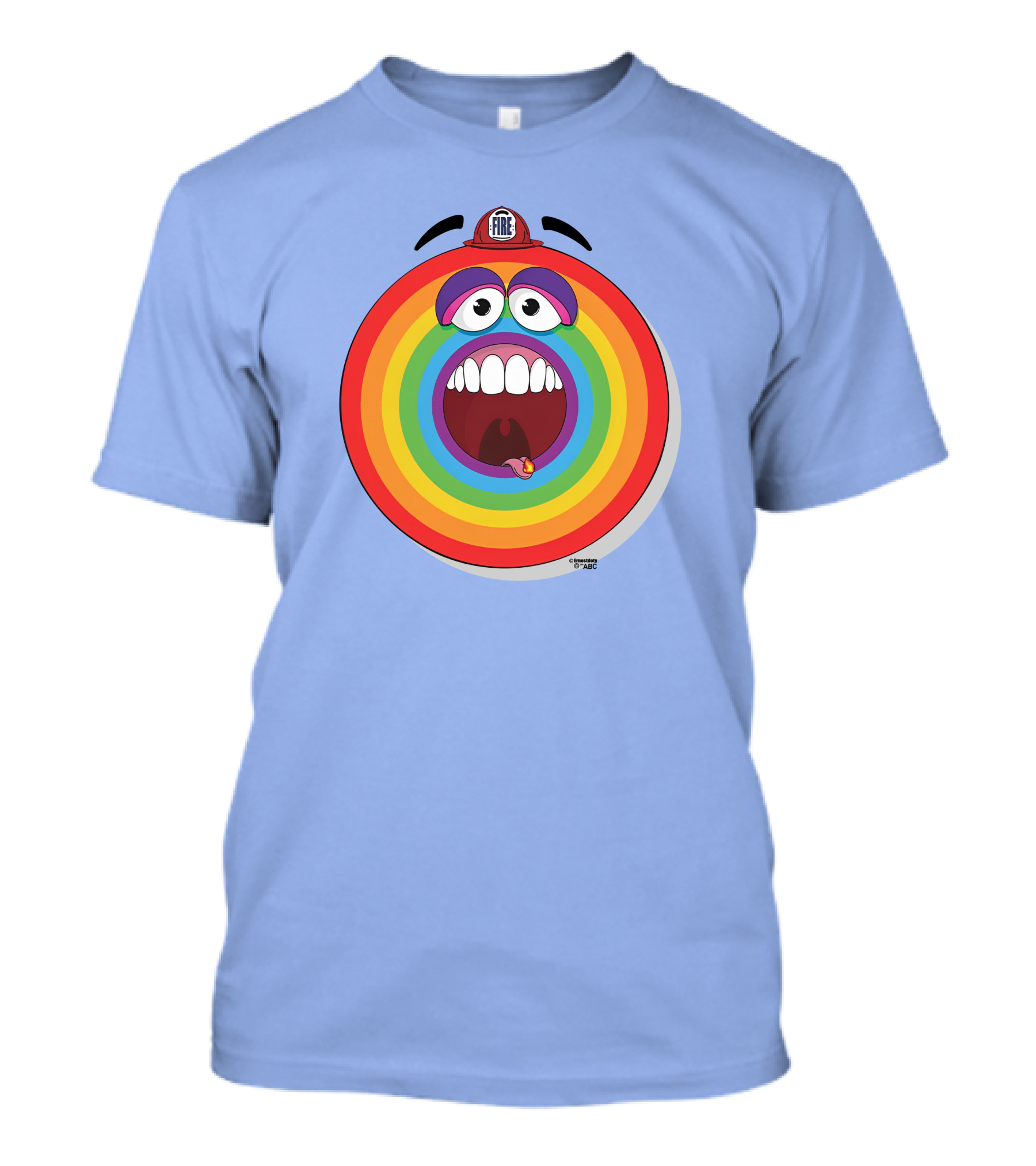 Firefighter Rainbow Face With Comic Mouth By Ernest Doty T-Shirt