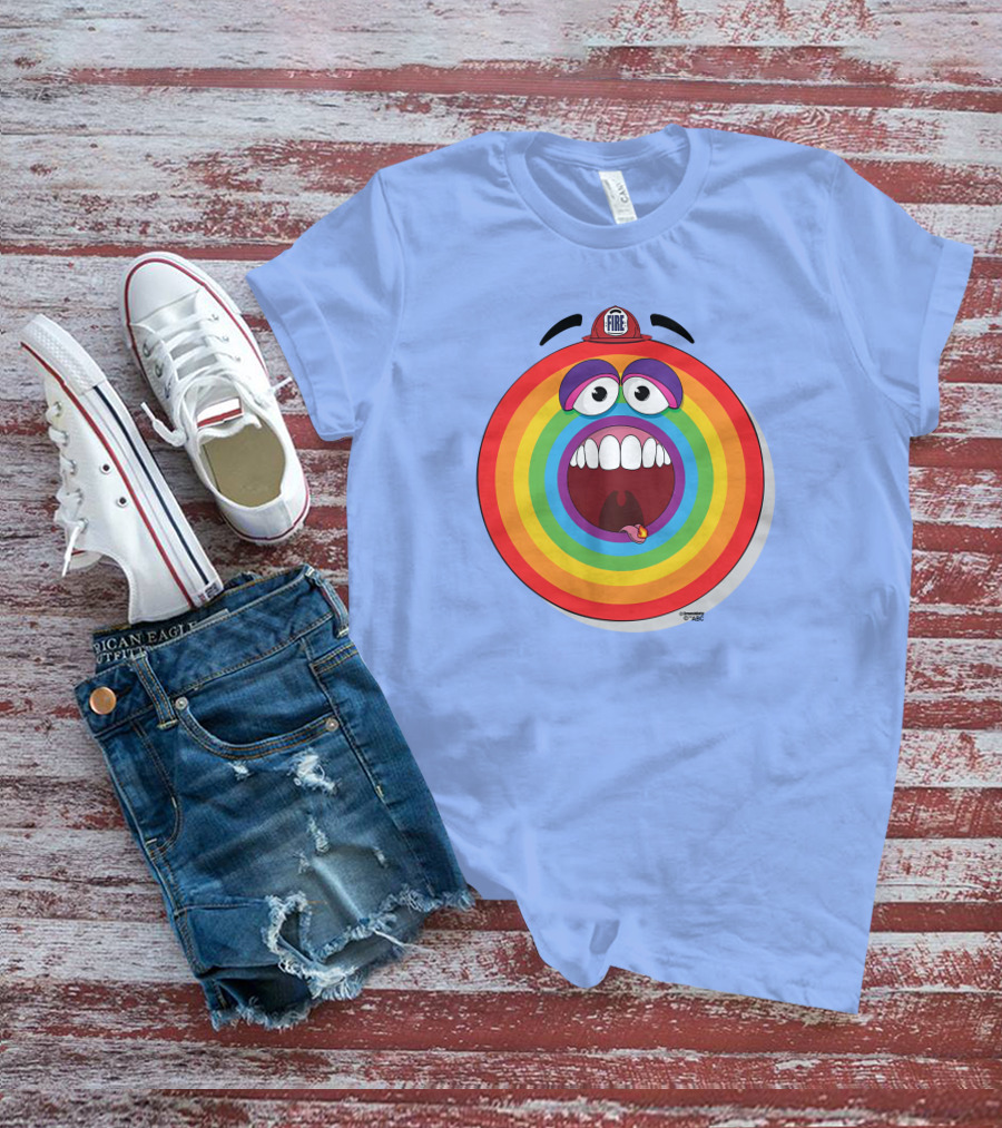 Firefighter Rainbow Face With Comic Mouth By Ernest Doty T-Shirt