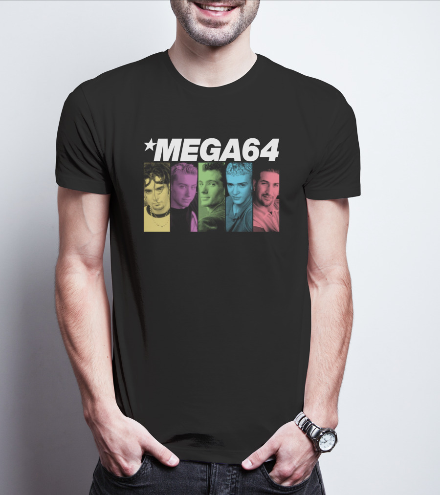 Mega64 Boy Band Colorful Pop Culture Portraits T-Shirt