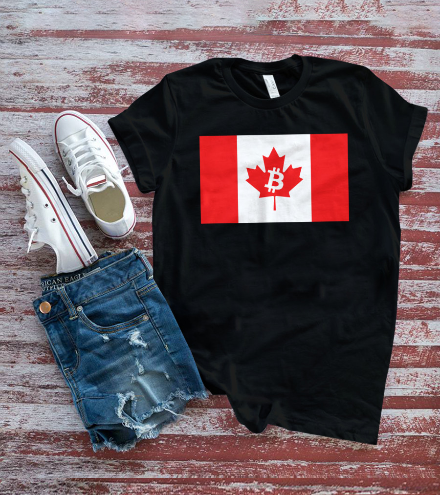 Bitcoin Canada Maple Leaf Flag Red 2 T-Shirt